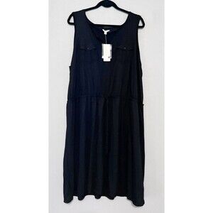 Sonoma Lifestyle Sz 2X Sleeveless Black Casual Dress Stretch Tie Waist Vacay NEW